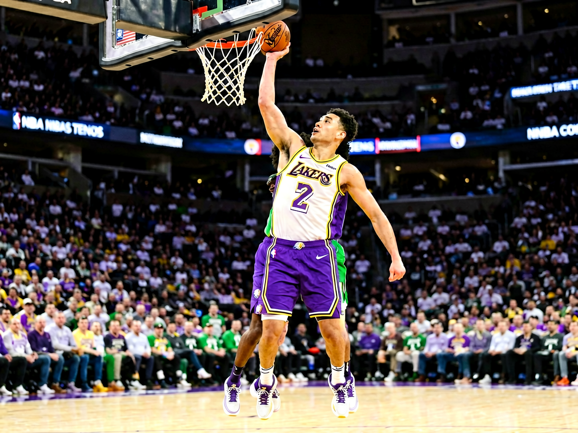 OD体育NBA资讯:湖人队球员在比赛中突破上篮